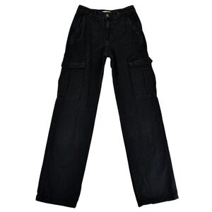 Pull&Bear Womens Black Cotton Straight Leg Cargo Pants Size USA 2 EUR 34